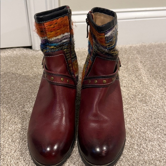 L’Artiste Tapestry Leather Boots Sz 39 - Picture 4 of 9